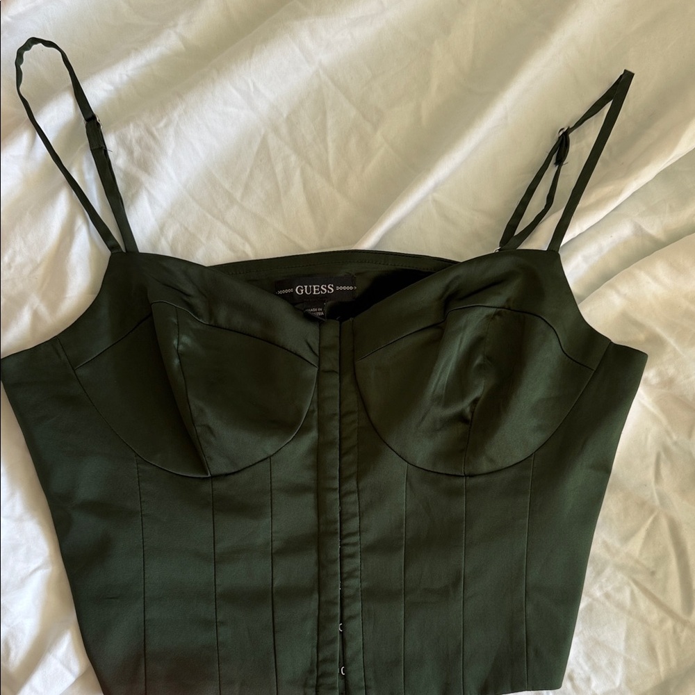 GUESS Dark Green Bustier Bodysuit